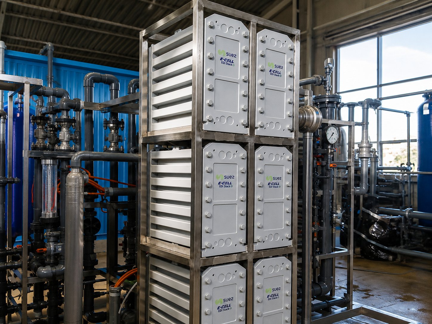 Sistema de desmineralización EDI de dos líneas para central de ciclo combinado — Blue Gold